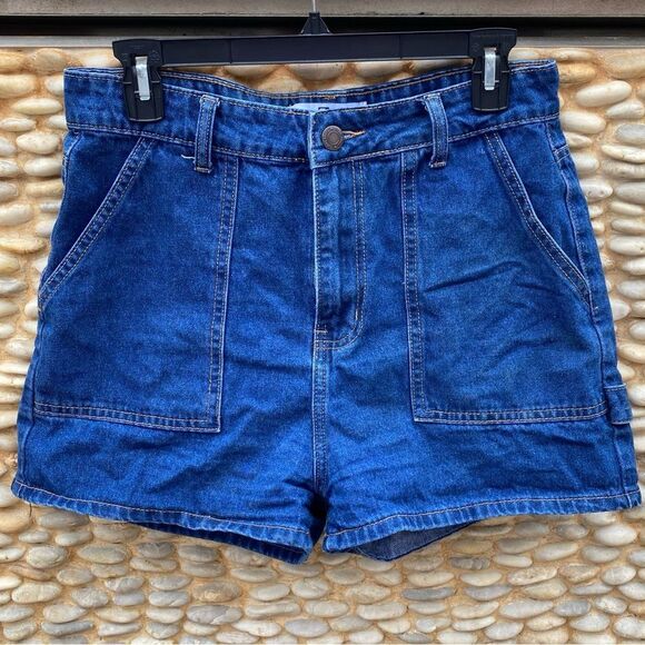 Flying Angel Juniors Denim Blue Jean Carpenter Shorts 11/30 EUC - Picture 1 of 5